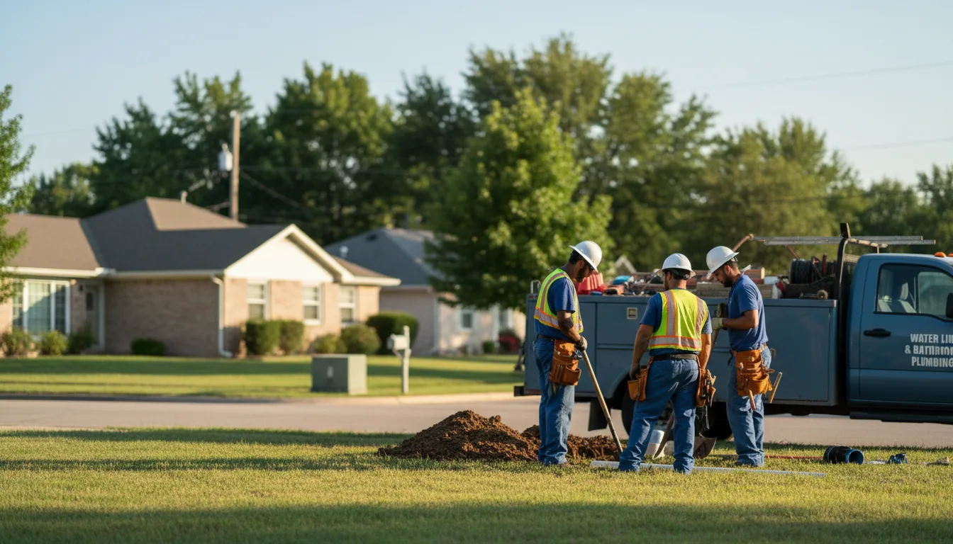 Residential water line and bathroom plumbing service in Latham, KS